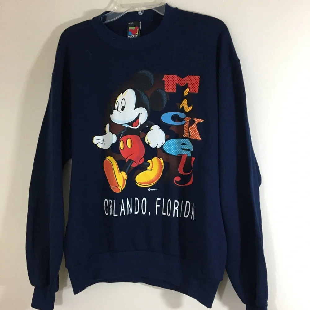 Mickey Mouse Sweatshirt Navy Orlando Florida Size Medium